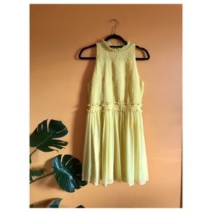 Zara babydoll yellow ruffle pleated halter dress